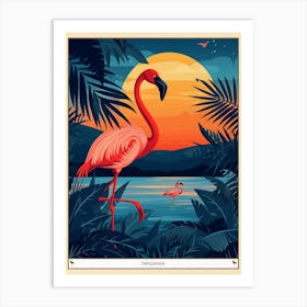 Greater Flamingo Tanzania Tropical Illustration 4 Poster Art Print