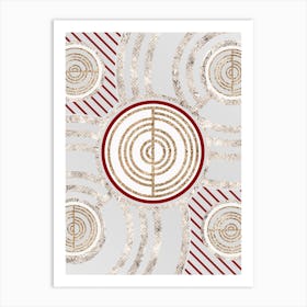 Geometric Glyph in Festive Gold Silver and Red n.0090 Art Print
