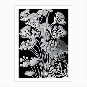 Queen Anne S Lace Leaf Linocut 2 Art Print