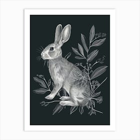 Silver Marten Rabbit Minimalist Illustration 2 Art Print