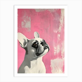 Minimal Frenchie With Pink Background 4 Art Print