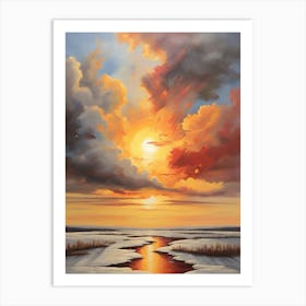 Sunset Over The River 1 Art Print