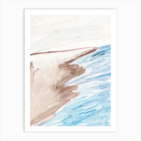 Sea Breeze - minimal watercolor landscape vertical blue beige neutral living room bedroom Art Print