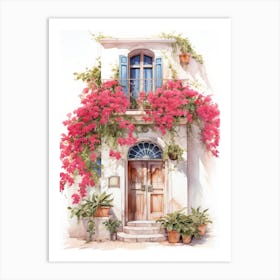 Amalfi, Italy   Mediterranean Doors Watercolour Painting 10 Art Print