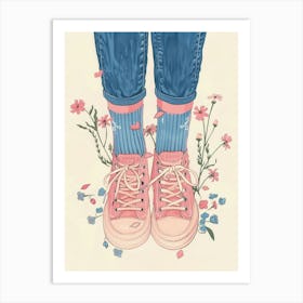 Pink Sneakers And Flowers 4 Art Print