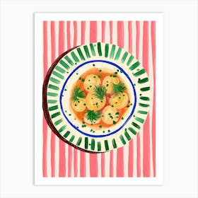 A Plate Of Gnocchi Top View Food Illustration 1 Art Print