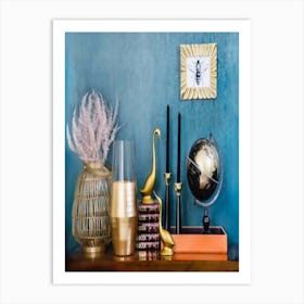 Blue And Gold Decor Art Print