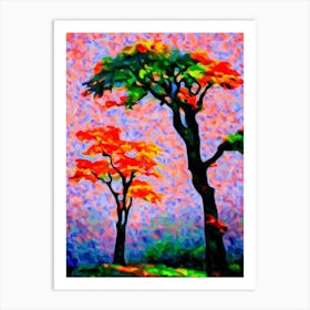 Flame Maple Tree Cubist 2 Art Print