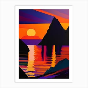 Rocky River Geometric Sunset Art Print