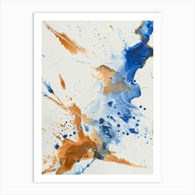 Blue And Orange Splashes Art Print