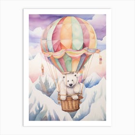 Baby Polar Bear 4 In A Hot Air Balloon Art Print