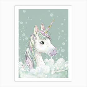 Pastel Unicorn Storybook In A Bubble Bath 2 Art Print