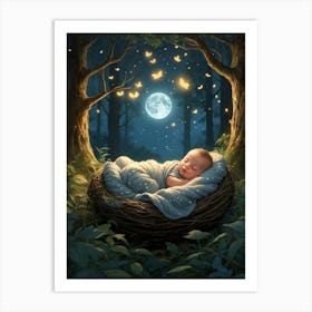 Default A Small Baby Sleeping Peacefully In A Cozy Nest Made O 2 1f1b4c87 8933 49e6 99c4 B085c2688eaa 0 Art Print