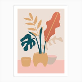 Pastel Tropical Plant Print Art Print