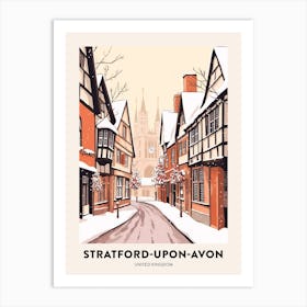 Vintage Winter Travel Poster Stratford Upon Avon United Kingdom 1 Art Print