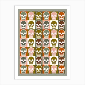 Skull Geometric Pattern in Autumn Fall Colours Art Print