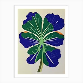 Shamrock Leaf Colourful Abstract Linocut Art Print