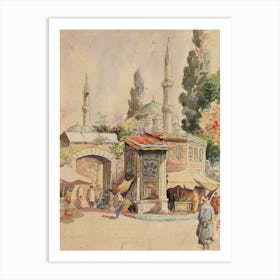 Ancient Gate Near Aya Sophia Mosque, Abdul Qadir Al Rassam Art Print