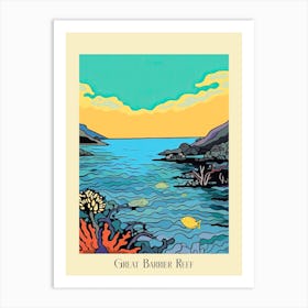 Poster Of Minimal Design Style Of Great Barrier Reef, Australia 3 Art Print