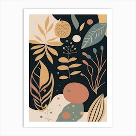 Abstract Pattern With Leaves And Flowers Art Print