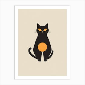 Black Cat With Orange Eyes Art Print