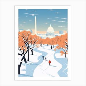 Retro Winter Illustration Washington Dc Usa Art Print