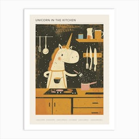 Unicorn In The Kitchen Muted Pastels Mustard Poster Art Print