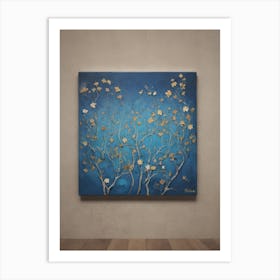 Gold And Blue Tree Art Print