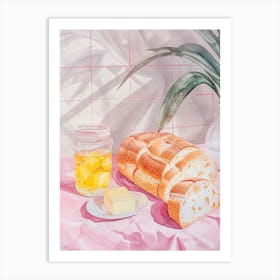 Pink Breakfast Food Bread And Butter 2 Art Print