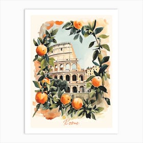 Rome Italy Colloseum With Oranges Art Print