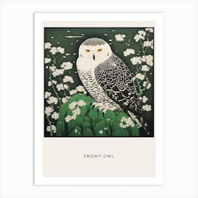 Ohara Koson Inspired Bird Painting Snowy Owl 1 Poster Art Print