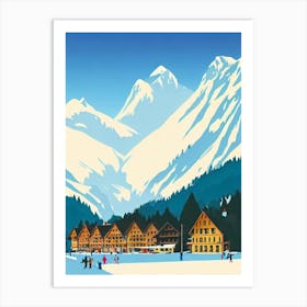 Mayrhofen 2, Austria Midcentury Vintage Skiing Poster Art Print