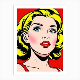 Dazzling in Dots: A Pop Art Vision of Feminine Grace Pop Portrait Art Print