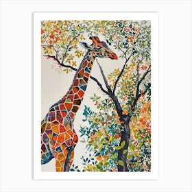 Giraffe Gazing Into The Trees Watercolour Style 4 Art Print