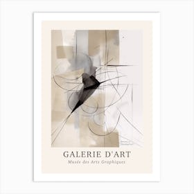 Galerie D'Art Abstract Black And White Lines 1 Art Print