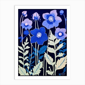 Blue Flower Illustration Canterbury Bells 4 Art Print