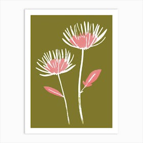 Pink & Green Chrysanthemum 4 Art Print