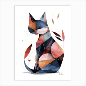 Abstract Cat, Minimalism, Cubism 1 Art Print