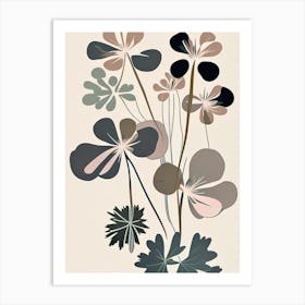Wild Geranium Wildflower Modern Muted Colours Art Print