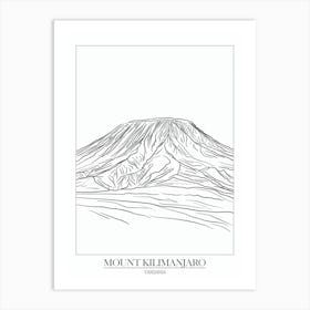 Mount Kilimanjaro Tanzania Line Drawing 6 Poster Art Print