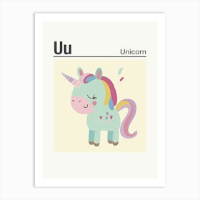 Animals Alphabet Unicorn 4 Art Print
