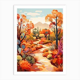 Desert Botanical Garden, Usa In Autumn Fall Illustration 0 Art Print