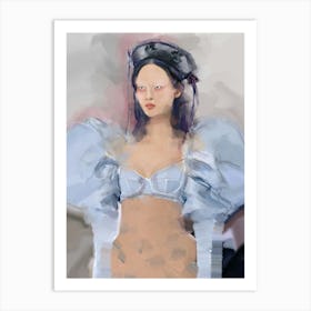 LADY JEAN PAUL - Fashion Illustration of Model with Neutral Blue Bustier by "Colt x Wilde"   Art Print