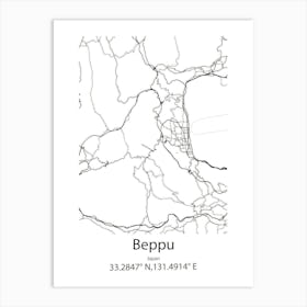 Beppu,Japan Minimalist Map Art Print