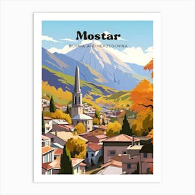 Mostar Bosnia and Herzegovina Europe Travel Art Illustration Art Print