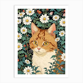 Cat In Daisies 2 Art Print