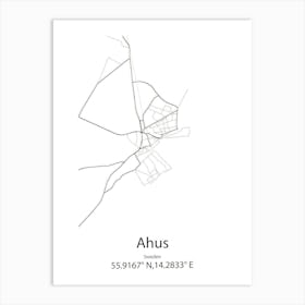 Ahus,Sweden Minimalist Map Art Print