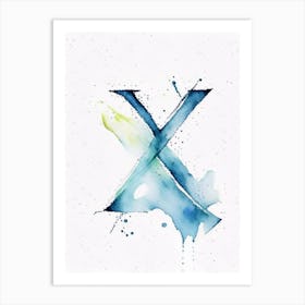 X, Letter, Alphabet Minimalist Watercolour 3 Art Print