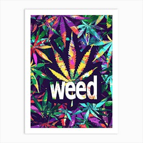 Groovy Marijuana Leaves Art Print