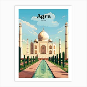 Agra Taj Mahal Travel Illustration Art Print